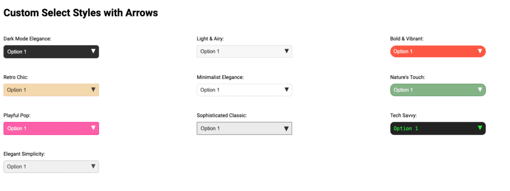 10 Unique Comprehensive CSS Styles for Select Inputs in 2024 1 10 different styles using pure CSS and HTML for select inputs